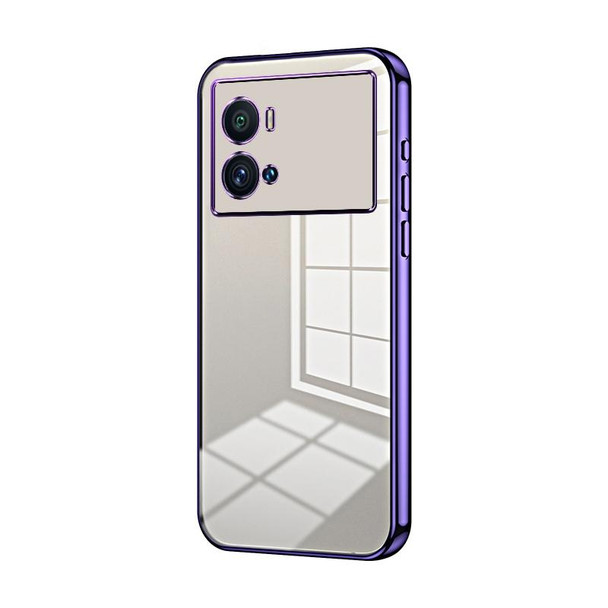 For vivo iQOO 9 Pro Transparent Plating Fine Hole Phone Case(Purple)