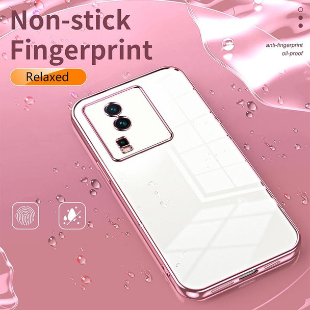 For vivo iQOO Neo7 Transparent Plating Fine Hole Phone Case(Gold)