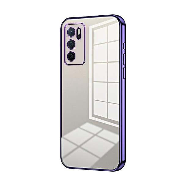 For OPPO A16 / A16s / A54s Transparent Plating Fine Hole Phone Case(Purple)