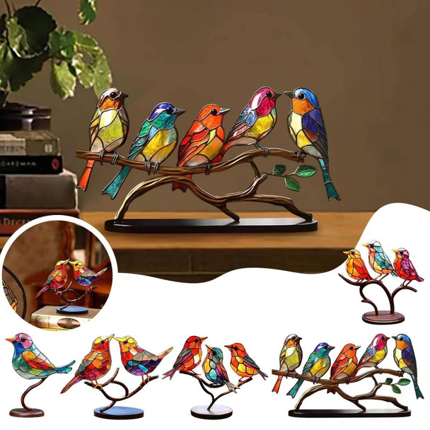 Hundred Flowers Bird Metal Iron Art Ornament 3D Stereoscopic Birds Decoration Crafts, Quantity: 2