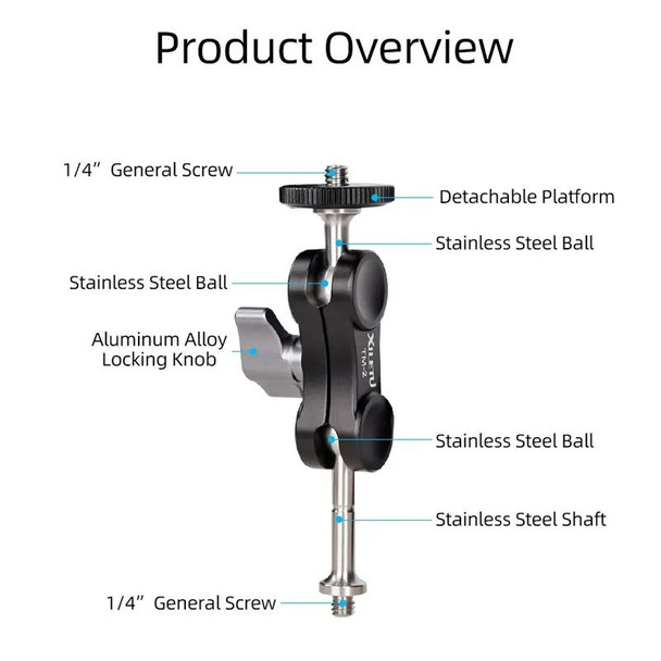 XILETU  TM Series Magic Arm With Dual Ballhead Camera Video Monitor Mount Adapter TM-5