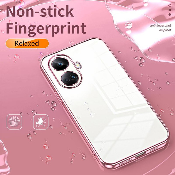 For Realme 10 Pro+ Transparent Plating Fine Hole Phone Case(Pink)