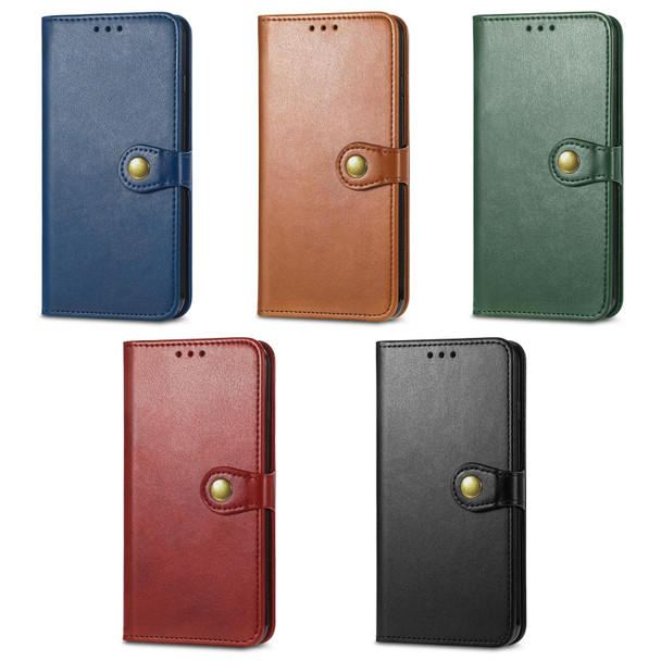 For ZTE Blade V50 Vita Retro Solid Color Buckle Leather Phone Case(Brown)