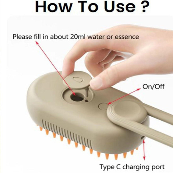 Pet Electric Spray Comb Rechargeable Cat Steamy Grooming Brush Cleaning Tool(Coffee)