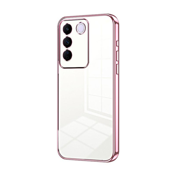 For vivo S16e / V27e Transparent Plating Fine Hole Phone Case(Pink)