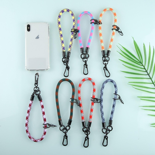 Universal Mobile Phone Pattern Short Wrist Lanyard(Pink Yellow)