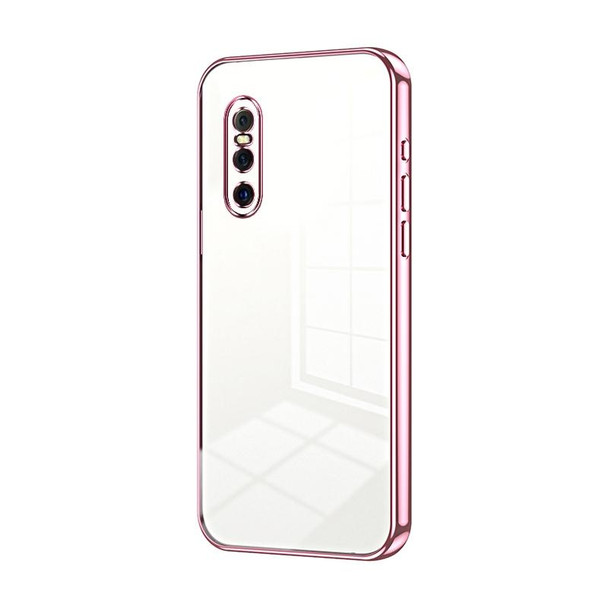 For vivo X27 Transparent Plating Fine Hole Phone Case(Pink)
