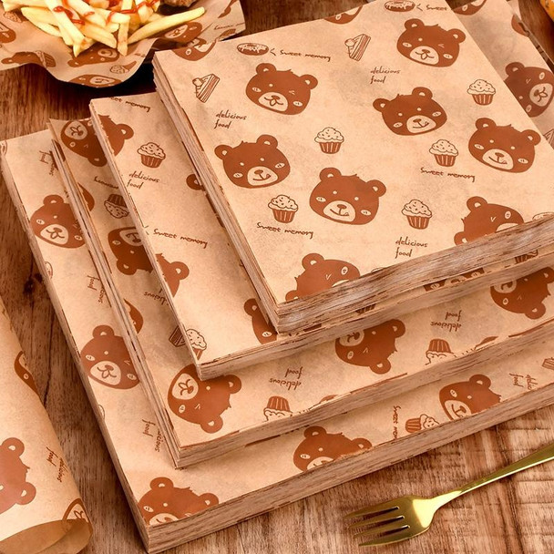 100sheets /Pack Bear Pattern Greaseproof Paper Baking Wrapping Paper Food Basket Liners Paper 20x20cm 