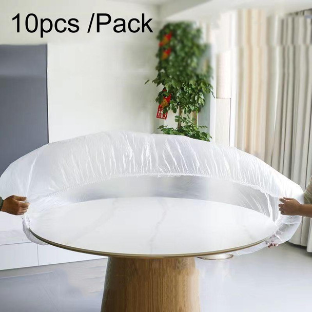 10pcs /Pack 1.6m Disposable Elastic Bunching Tablecloth Household Table Thickened PE Non-Washable Waterproof Oilproof Tablecloth(White)