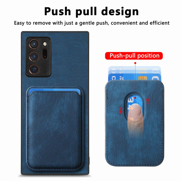 For Samsung Galaxy Note20 Ultra Retro Leather Card Bag Magnetic Phone Case(Blue)