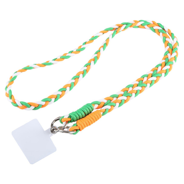 Universal Phone Three Strand Long Lanyard(Green White Orange)