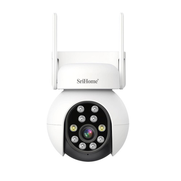 SriHome SH052B Wifi 5MP Wireless PTZ IP AI Auto Tracking Sound&Light Alarm Starlight Color Night Vision Outdoors Surveillance Camera, Plug: US