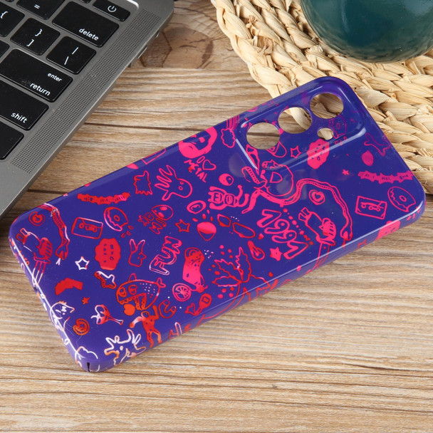 For Samsung Galaxy S22+ 5G Painted Pattern Precise Hole PC Phone Case(Black Red Graffiti)