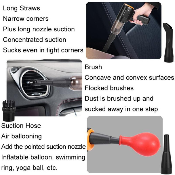 Car Vacuum Cleaner Large Suction Power Wireless Pump Inflatable Blower Handheld Small Vacuum Cleaner, Style: Brushless 260W+4 Filters+Air Bag (White)