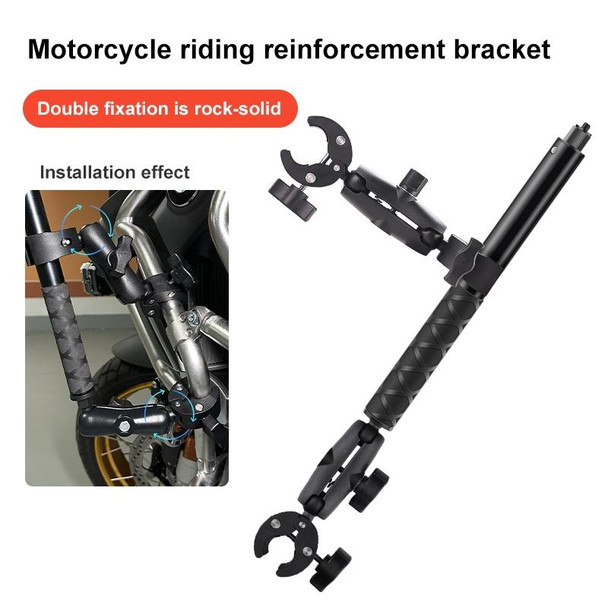 Dual-heads Crab & Single Heads Motorcycle Clamps Handlebar Fixed Mount 3-stage Telescopic Selfie Stick