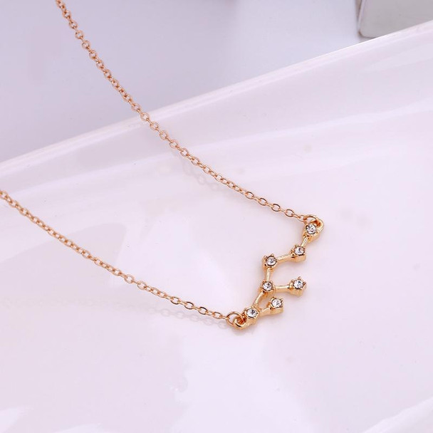 12 Zodiac Signs With Diamonds Necklace Card Rhinestones Collarbone Chain Pendant, Style: Leo Golden