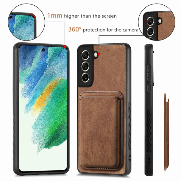 For Samsung Galaxy S21 FE 5G Retro Leather Card Bag Magnetic Phone Case(Brown)