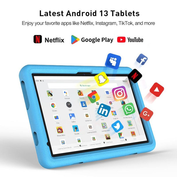 P30H WiFi Kid Tablet 10.1 inch,  4GB+128GB, Android 13 Allwinner A523 Octa Core CPU Support Parental Control Google Play(Blue)