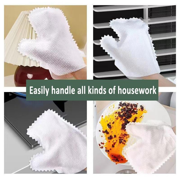 10pcs /Pack Fish Scale Washable Non Woven Mittens Reusable Dust Removal Gloves(White)