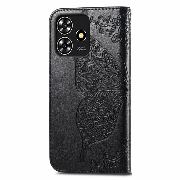 For ZTE Blade A73 4G Butterfly Love Flower Embossed Leather Phone Case(Black)