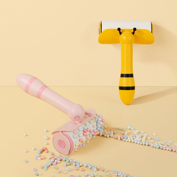 Portable Roller Sticker Bee Shaped Pet Hair Cleaner And Remover(Pink)