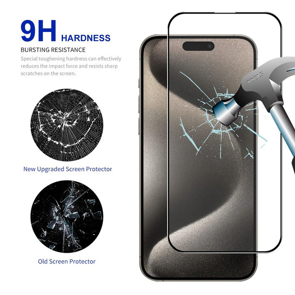 For iPhone 15 Pro ENKAY Easy Install High Alumina Silicon Full Glass Film