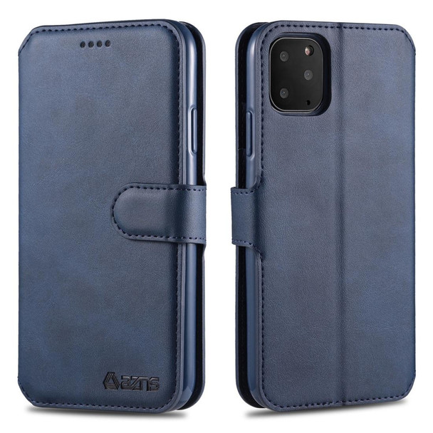 iPhone 11 Pro Max AZNS Calf Texture Magnetic Horizontal Flip PU Leather Case with Holder & Card Slots & Photo Frame(Blue)