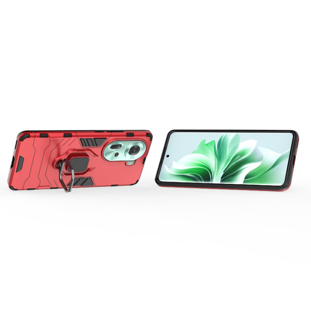 For OPPO Reno11 5G Global PC + TPU Shockproof Protective Phone Case with Magnetic Ring Holder(Red)