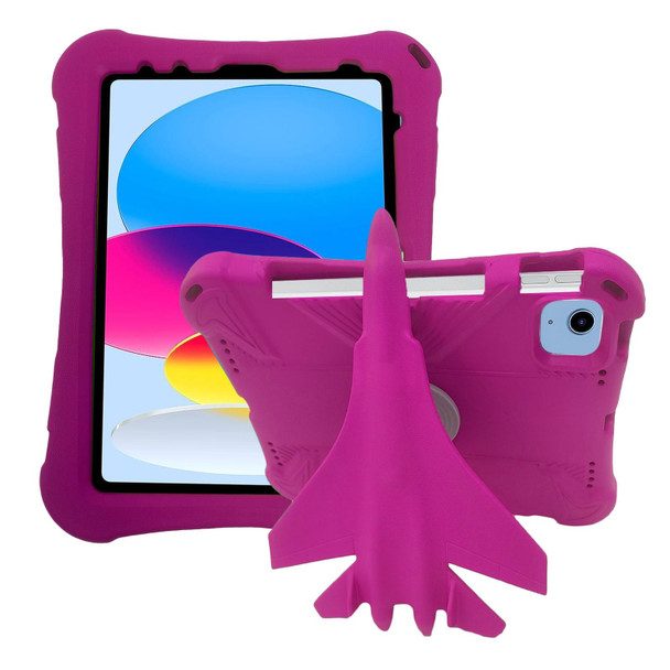 For iPad 10th Gen 10.9 2022 360 Rotation Aircraft Holder EVA Shockproof Tablet Case(RoseRed)