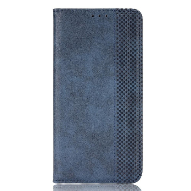 For ZTE Blade A34 Magnetic Buckle Retro Texture Leather Phone Case(Blue)
