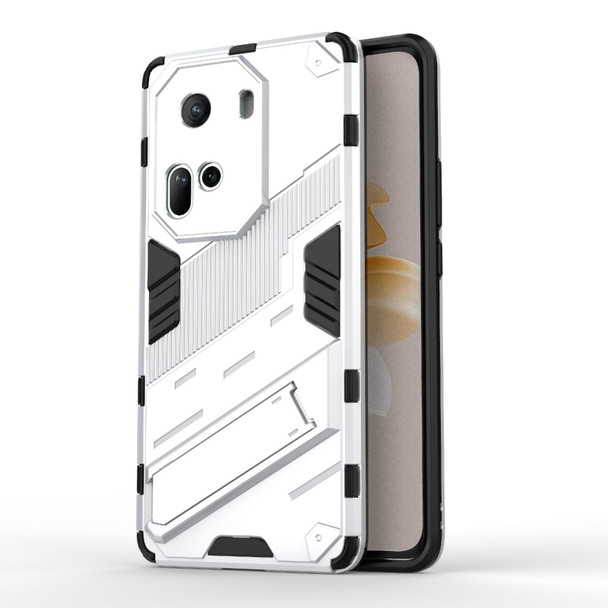 For OPPO Reno11 5G Global Punk Armor 2 in 1 PC + TPU Phone Case with Holder(White)