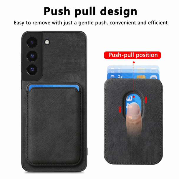 For Samsung Galaxy S22+ 5G Retro Leather Card Bag Magnetic Phone Case(Black)
