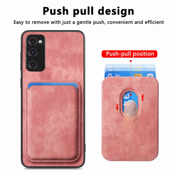 For Samsung Galaxy S20 FE Retro Leather Card Bag Magnetic Phone Case(Pink)