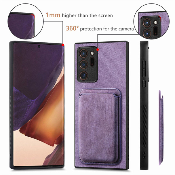 For Samsung Galaxy Note20 Ultra Retro Leather Card Bag Magnetic Phone Case(Purple)