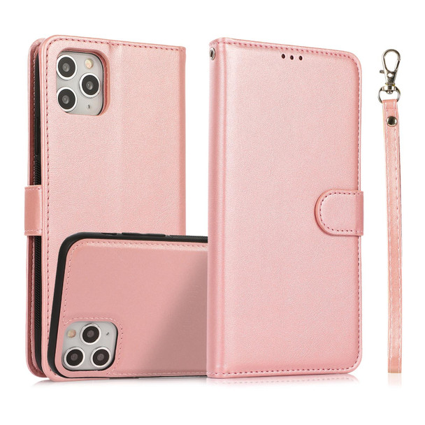 Calf Texture 2 in 1 Detachable Magnetic Back Cover Horizontal Flip Leatherette Case with Holder & Card Slots & Wallet & Photo Frame - iPhone 11 Pro Max(Rose Gold)