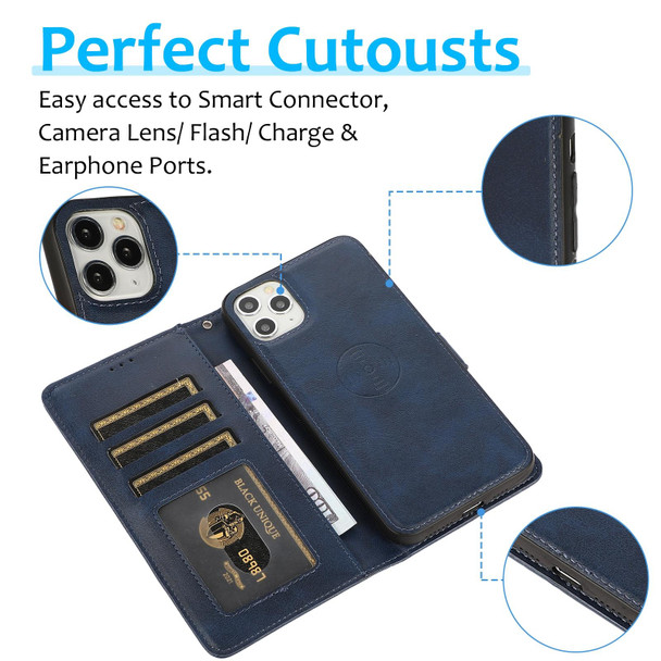 Calf Texture 2 in 1 Detachable Magnetic Back Cover Horizontal Flip Leatherette Case with Holder & Card Slots & Wallet & Photo Frame - iPhone 11 Pro Max(Blue)