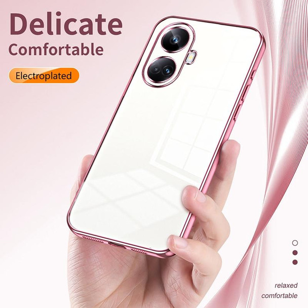 For Realme 10 Pro+ Transparent Plating Fine Hole Phone Case(Silver)