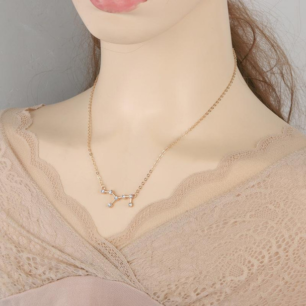 12 Zodiac Signs With Diamonds Necklace Card Rhinestones Collarbone Chain Pendant, Style: Gemini Golden