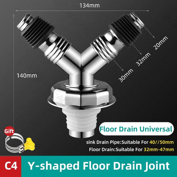 Y-shape Washing Machine Floor Drain Joint Pipe Connector, Spec: C4