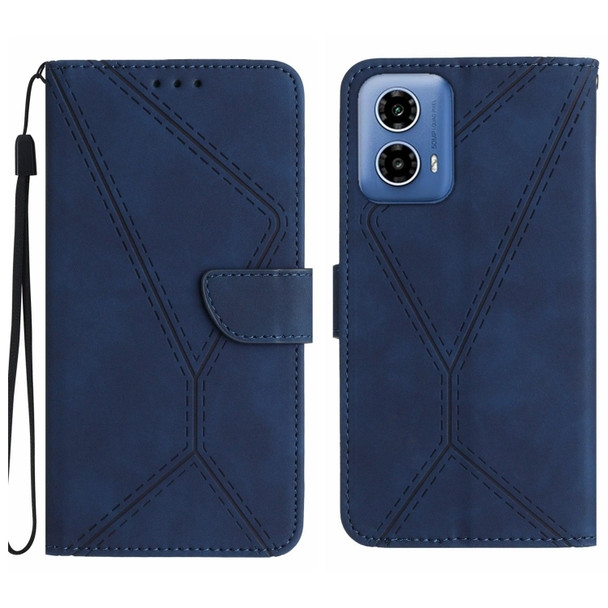 For Motorola Moto G04 / G24 Stitching Embossed Leather Phone Case(Blue)