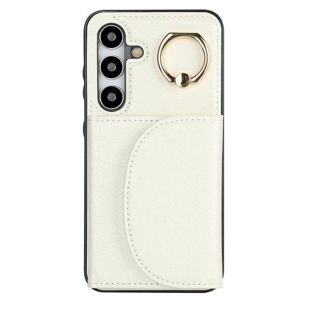 For Samsung Galaxy S24+ 5G YM007 Ring Holder Card Bag Skin Feel Phone Case(White)