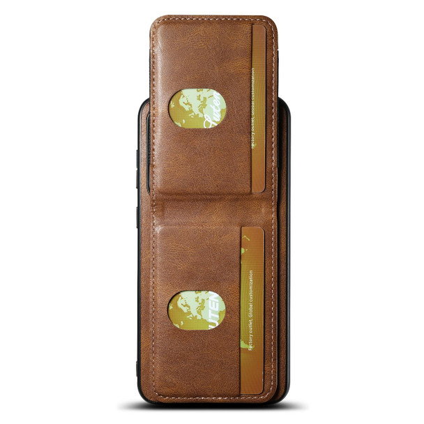 For Samsung Galaxy S22+ 5G Suteni H03 Oil Wax Leather Wallet Stand Back Phone Case(Brown)