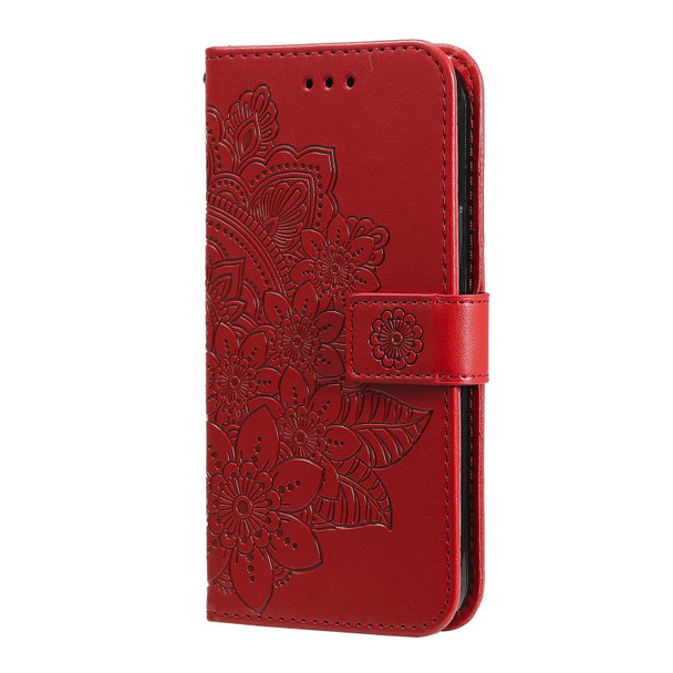 7-petal Flowers Embossing Pattern Horizontal Flip PU Leatherette Case with Holder & Card Slots & Wallet & Photo Frame - iPhone 11(Red)