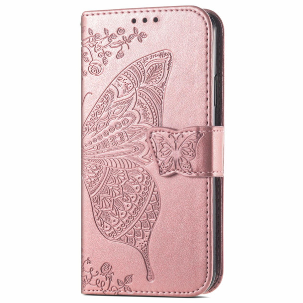 For ZTE Blade A73 4G Butterfly Love Flower Embossed Leather Phone Case(Rose Gold)