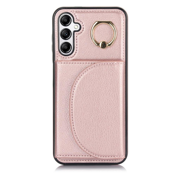 For Samsung Galaxy A14 4G / 5G YM007 Ring Holder Card Bag Skin Feel Phone Case(Rose Gold)