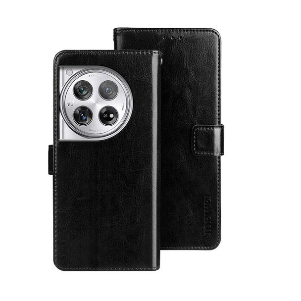 For OnePlus 12 idewei Crazy Horse Texture Leather Phone Case(Black)