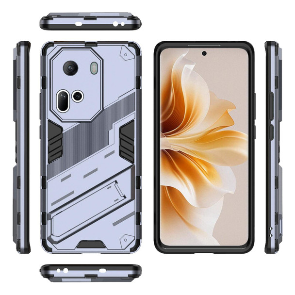 For OPPO Reno11 5G Global Punk Armor 2 in 1 PC + TPU Phone Case with Holder(Grey)