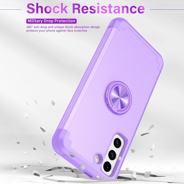 For Samsung Galaxy S21 5G L2 Rotating Ring Holder Magnetic Phone Case(Light Purple)