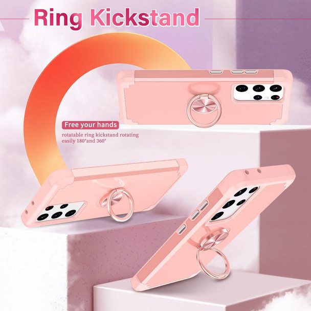 For Samsung Galaxy S21 Ultra 5G L2 Rotating Ring Holder Magnetic Phone Case(Rose Gold)