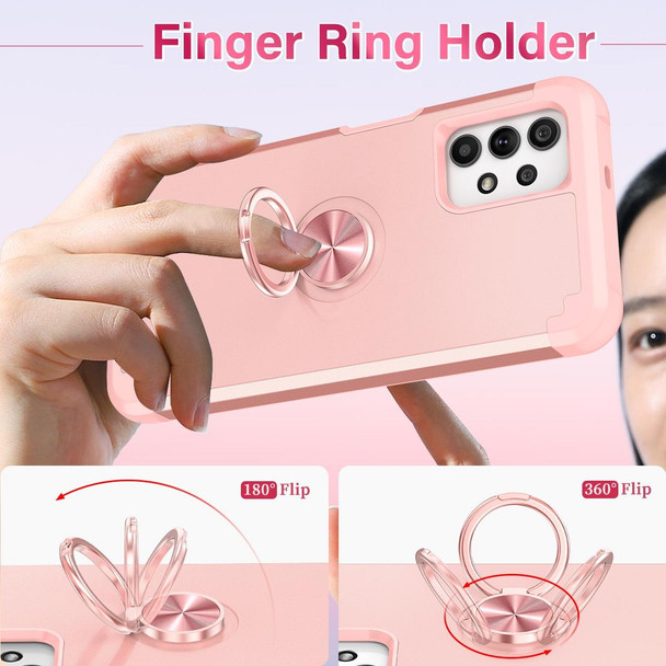 For Samsung Galaxy A13 4G / 5G / A32 5G L2 Rotating Ring Holder Magnetic Phone Case(Rose Gold)